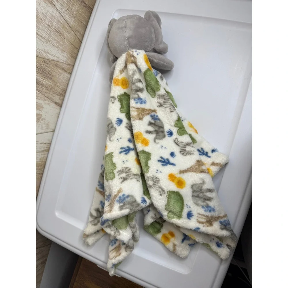 Modern Baby Elephant Security Blanket Lovey Safari Animals Plush